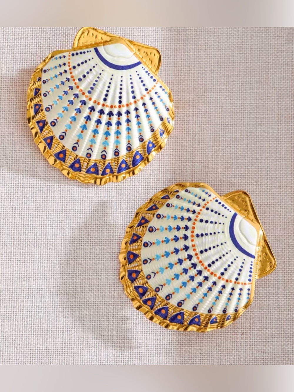 Coastal Seashell Statement Earrings | White Enamel Shell Stud Earrings